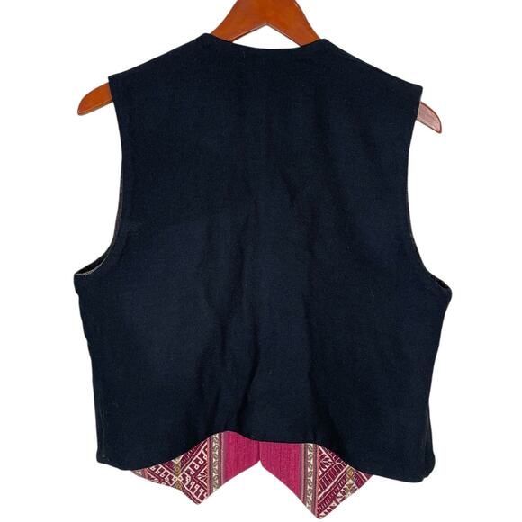 Unbranded Wool Vest Reversible Tapestry Embroidered Aztec Tribal Boho Sz Large - Picture 10 of 12